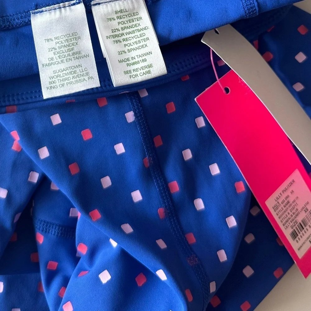 Lilly Pulitzer Luxletic High Rise Cropped Leggings NWT Size XS Borealis Blue - Picture 8 of 9